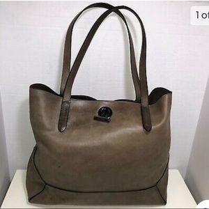 Botkier Waverly Taupe Leather tote bag with toggle close